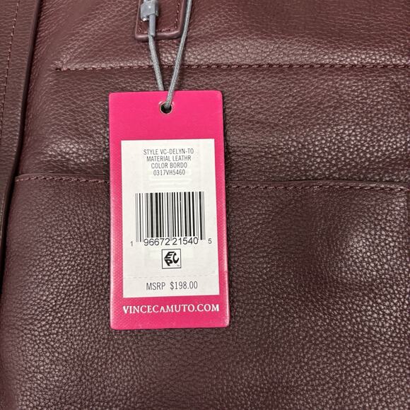 Vince Camuto Delyn Stripe Leather Tote Bag in Bordo Leather Suede Roomy NWT - Picture 7 of 16